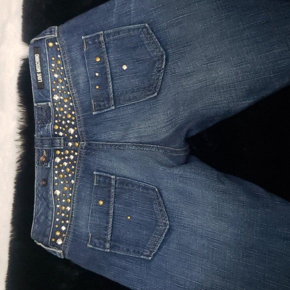Love Moschino Blue Studded Jeans Size 26 - Picture 12 of 12